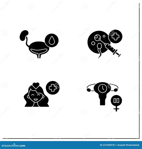 Women Health Glyph Icons Set Stock Vector Illustration Of Diseases