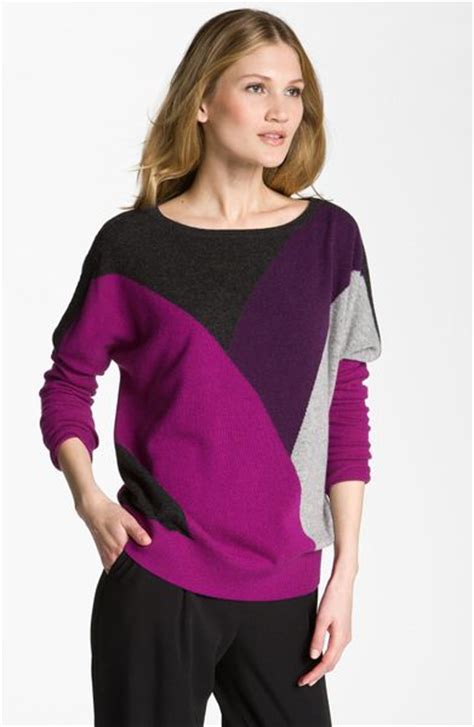 Nordstrom Collection Colorblock Cashmere Sweater In Purple