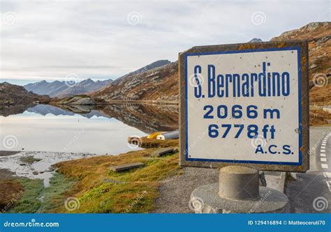 San Bernardino Mountain Pass Switzerland The Sign With The Altitude