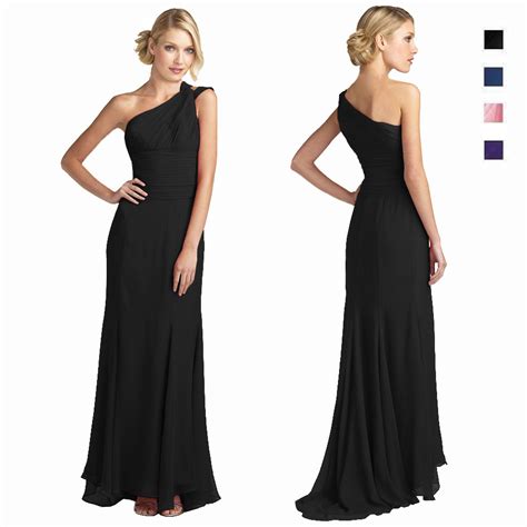 One Shoulder Fitted Body Wrap Chiffon Formal Gown Evening Dress Ed7559