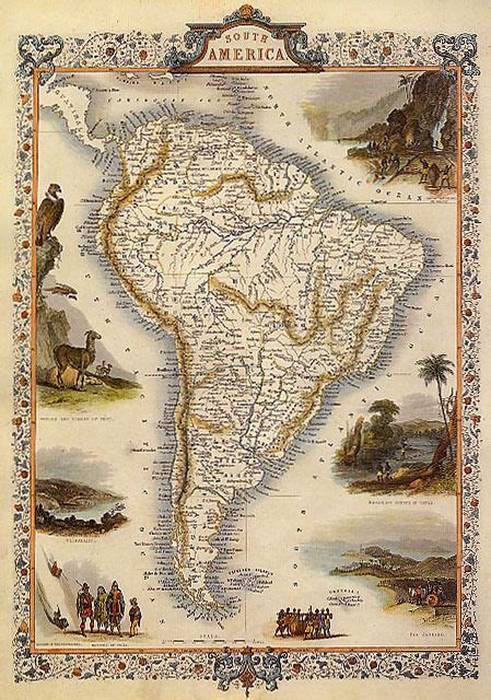 1800s Map South America Brazil Argentina Chile Uruguay Vintage Poster