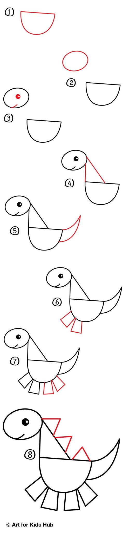 How To Draw A Cartoon Dinosaur Step By Step At Drawing Tutorials