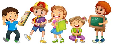 Group Of Young Children Cartoon Character On White Background 1402046