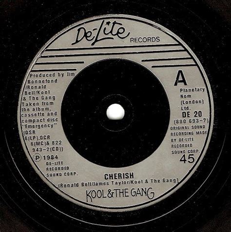 Kool And The Gang Cherish Vinyl Record 7 Inch De Lite 1984