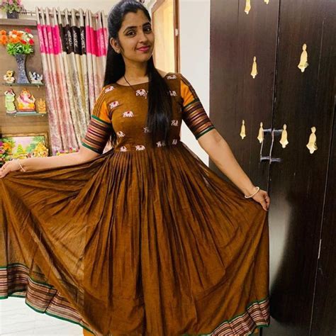 Reuse Trend Of Old Silk Saree And Convert Them Into Beautiful Anarkali Lehenga And Gown Indian