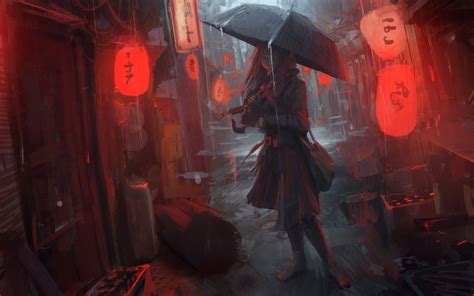 3840x2400 Anime Girl In Rain 4k Hd 4k Wallpapers Images Backgrounds