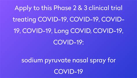 Sodium Pyruvate Nasal Spray For Covid 19 Clinical Trial 2022 Power