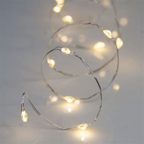 30 Warm White Battery Powered Fairy Lights On Silver Wire Firefly