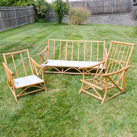Set Of Bamboo Outdoor Furniture By Modern Reed And Rattan Co Ebth