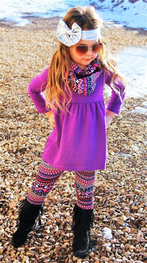 New Arrival Purple Aztec 3 Piece Warm Winter Tribal Outfit For Little