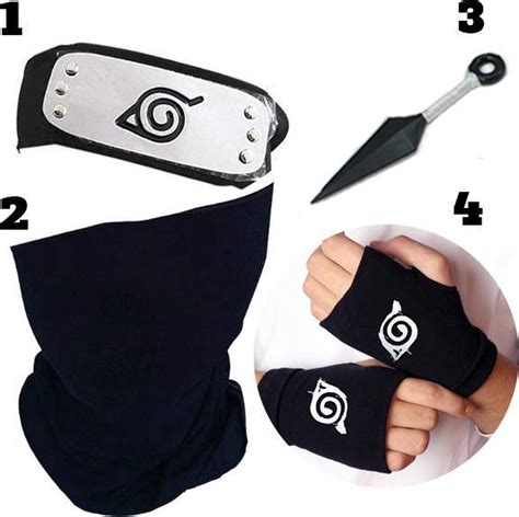 Naruto Hoofdband Col Sjaal Darts Handschoenen Kakashi