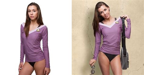 star trek tng deanna troi swim shirt engages the betazoid sexiness at