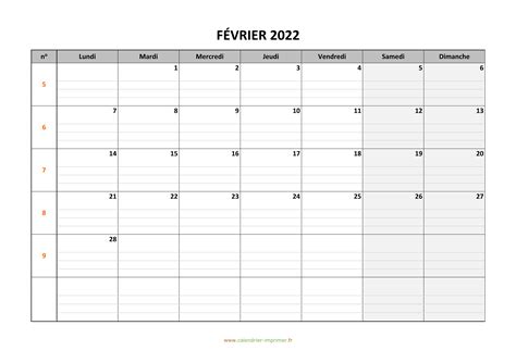 Calendrier 2022 Excel Calendrier Février 2022 à Imprimer Peru