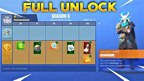 Buying All 100 Tiers Season 5 Battle Pass All Items Unlocked