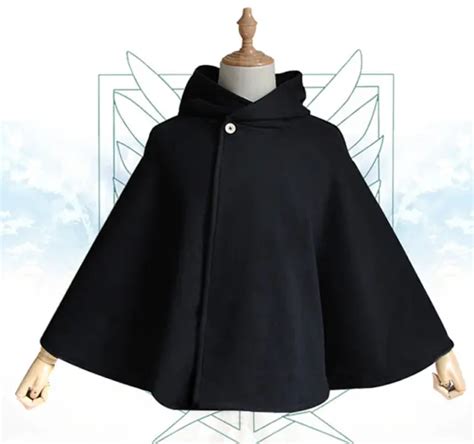 Attack On Titan Survey Legion Costume Cosplay Black Coat Cloak Cape 36