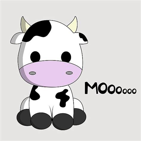 Cute Kawaii Baby Cow Cartoon Photographic Print By Pixxart Redbubble