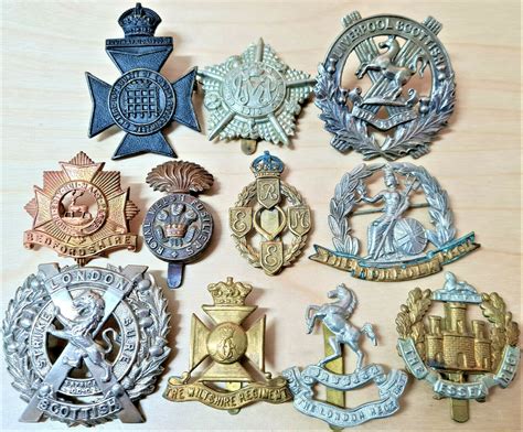 Ww1 Era British Army Regiment Uniform Cap Badges Lot Of 11 Jb