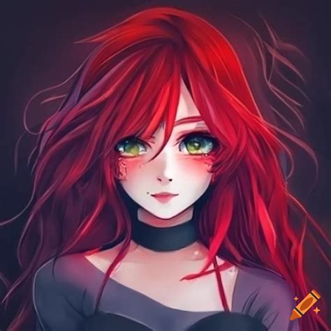Anime Girl With Red Hair And Green Eyes On Craiyon