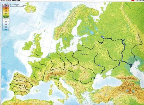 Blank Physical Map Of Europe With Rivers And Mountains