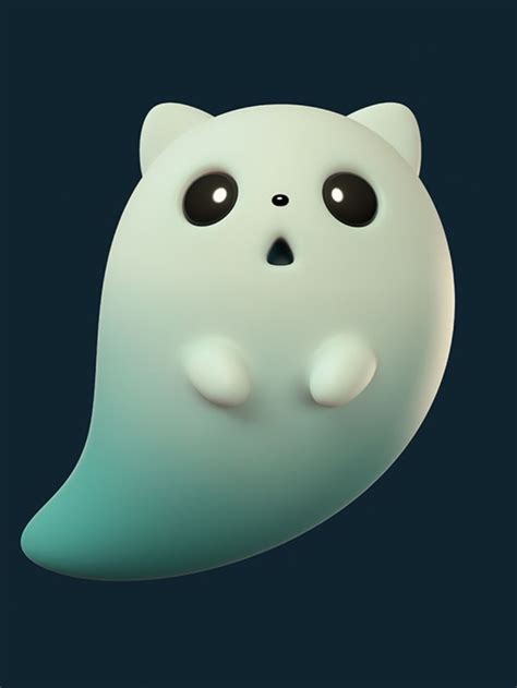 Ghost Kitty Cute Art Creature Art Scary Cat