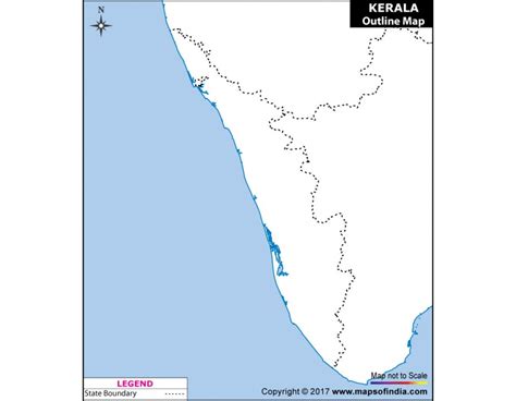 The west flowing reach the arabian sea and the east flowing fall into the bay of bengal. Buy Kerala Outline Map online