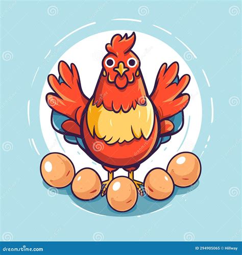 Cartoon Hen Incubates The Eggs Farm Hen Chicken Vector Simple Icon