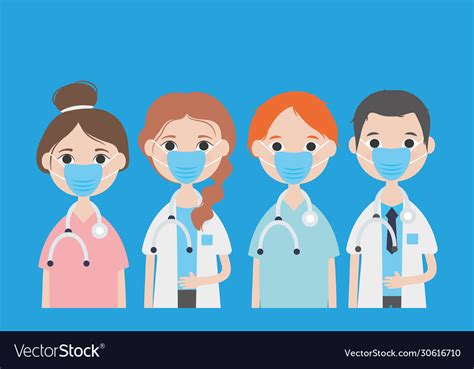 Stop Covid 19 Cartoon Doctors Men And Women With Vector Image