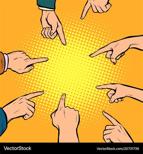 Hands Point To Center Royalty Free Vector Image