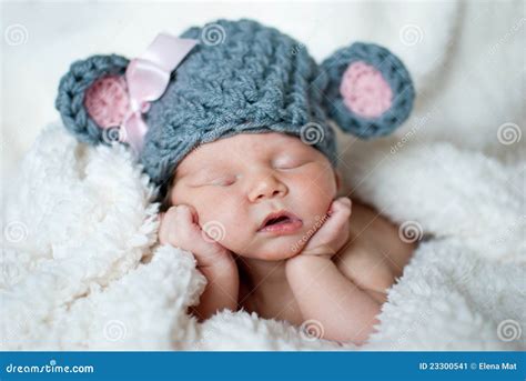 Cute Sleeping Baby Stock Image Image Of Fluffy Bedtime 23300541