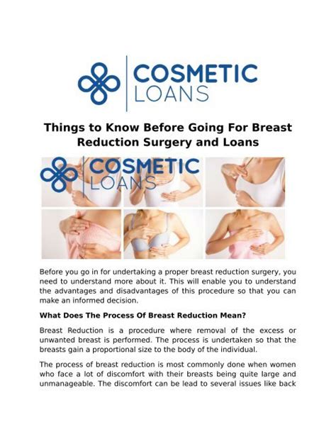 Things To Know Before Going For Breast Reduction Surgery And Loans