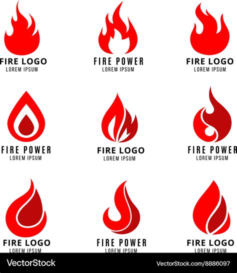 Logo Set With Fire Symbols Royalty Free Vector Image