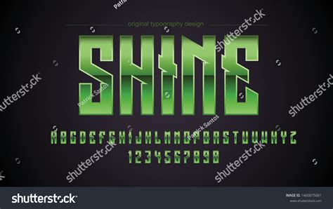 Green Chrome Steel Sports Artistic Font Royalty Free Stock Vector