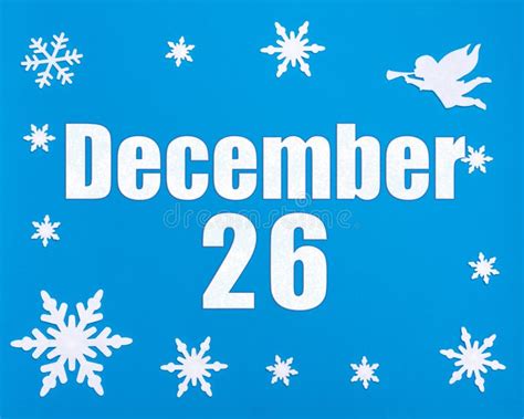 December 26th Winter Blue Background With Snowflakes Angel And A