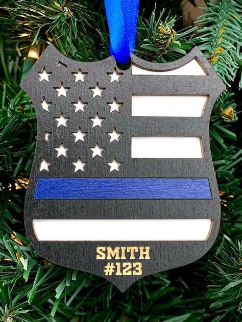 Thin Blue Line Ornament Personalized Police Ornament Etsy