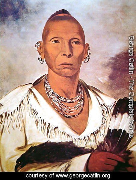 George Catlin Portrait Of Black Hawk Indian Chief Painting