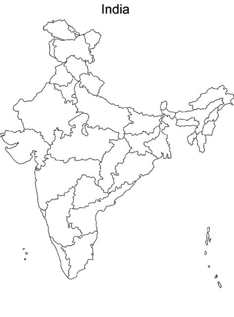 India Outline Map A Size