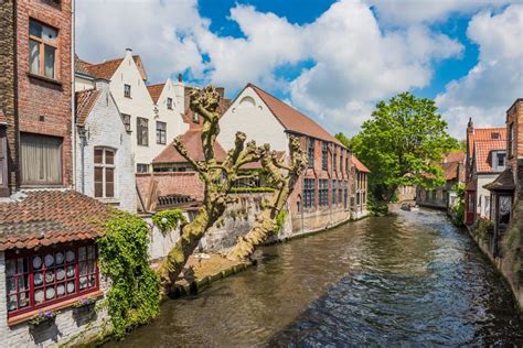 beautiful canal of bruges belgium stock image image of architecture cloudscape 115391971