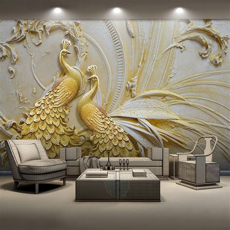 Custom Mural Wallpaper For Walls 3d Stereoscopic Embossed Golden