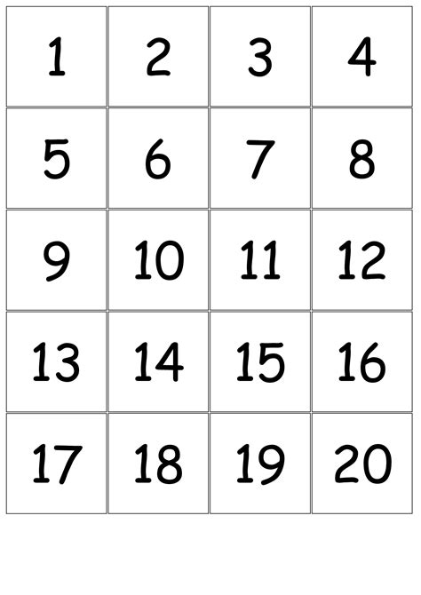 Number Cards 1 20 Alphabet Flash Cards Printable Printable Number Line