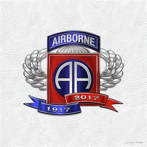 82nd Airborne Division 100th Anniversary Insignia Over White Leather