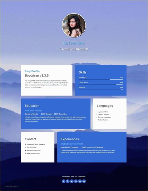 User Profile Website Template Free Of Easy Profile Is One Page