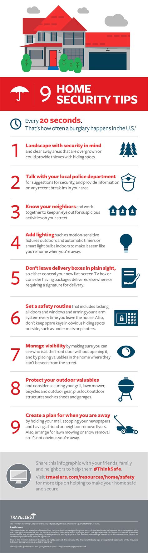 9 Home Security Tips Infographic Travelers Insurance