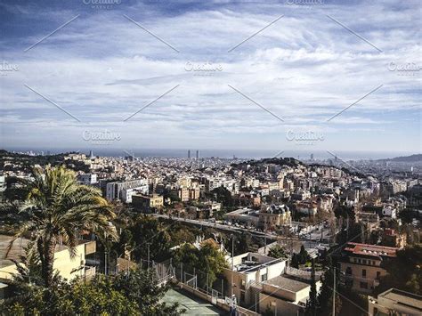 Barcelona aerial view stock images from offset. Barcelona, Spain Photos Aerial view of Barcelona City ...