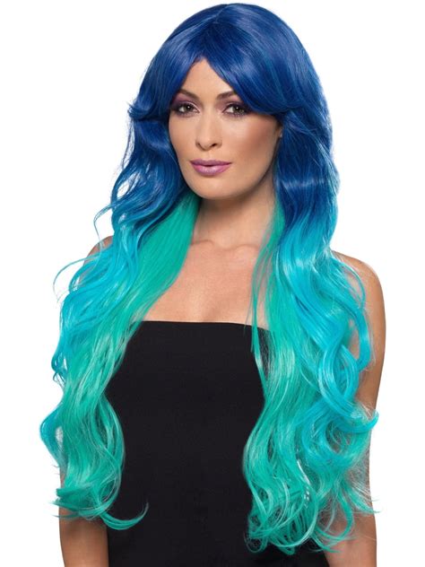 Fashion Ombre Long Wavy Mermaid Model Wig Womens Costume Accessory