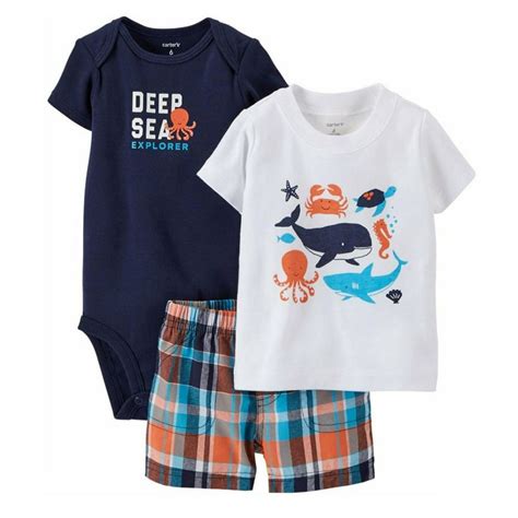 Carters Baby Boys 3 Piece Nautical Deep Sea Explorer Tee Bodysuit