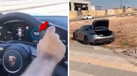 Man Crashes Porsche Taycan Turbo While Conducting Speed Test