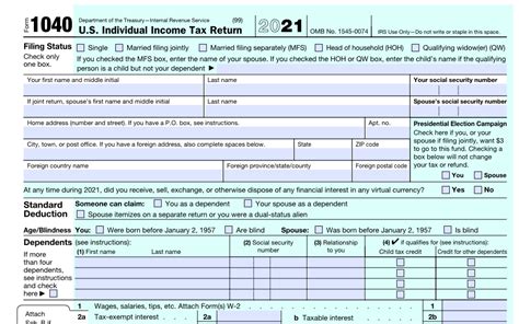 Printable Irs Form 1040 For Tax Year 2021 Cpa Practice Advisor