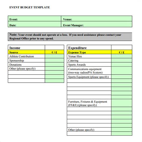 event budget samples  google docs google sheets