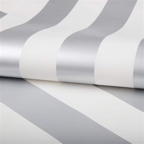 Sample Silver Stripe Wallpaper From The Kids Collection By Graham