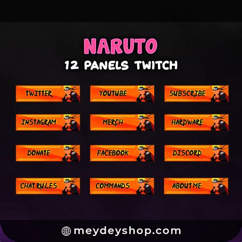 Naruto 12 Panels Twitch Streaming Streamer Stream Etsy